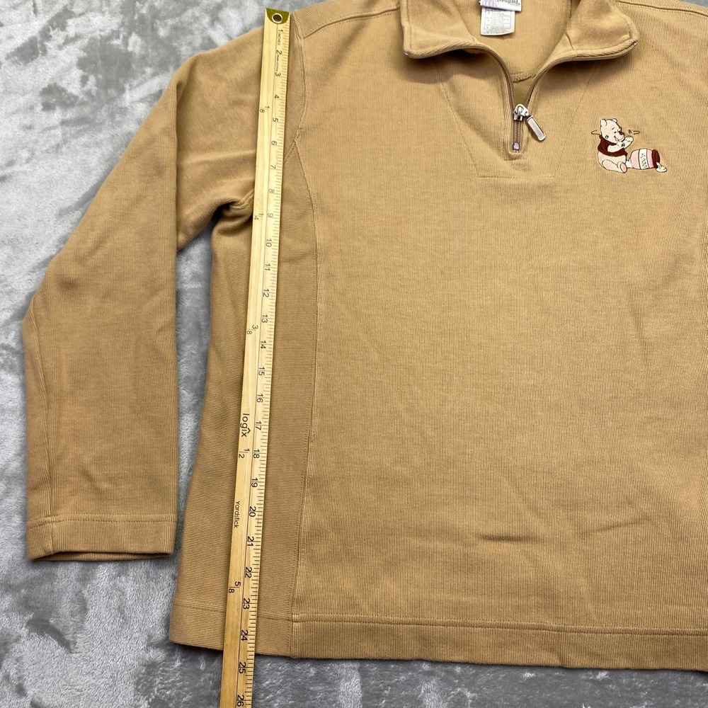 Disneyland Winnie the Pooh Embroidered Tan Fleece Quarter Zip Pullover Top Sz L - Picture 4 of 11